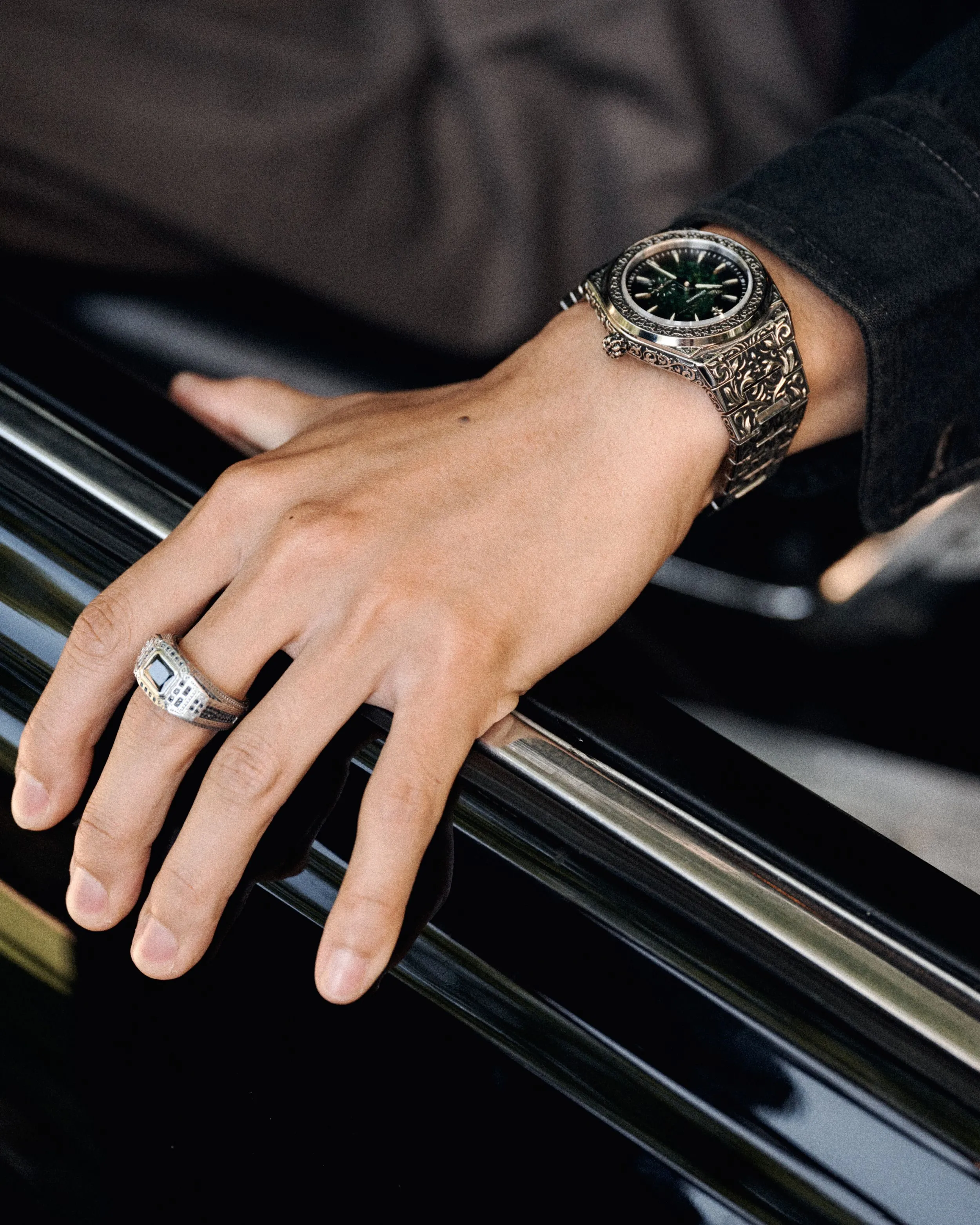 Revive Automatic engraved watch — side view by ACTE.5